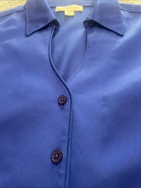 Coldwater Creek Blue Button-Up Blouse PM